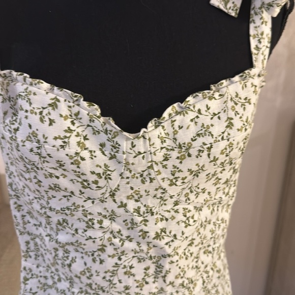 Reformation Green and White Sweetheart Sundress size 10 - Picture 6 of 9